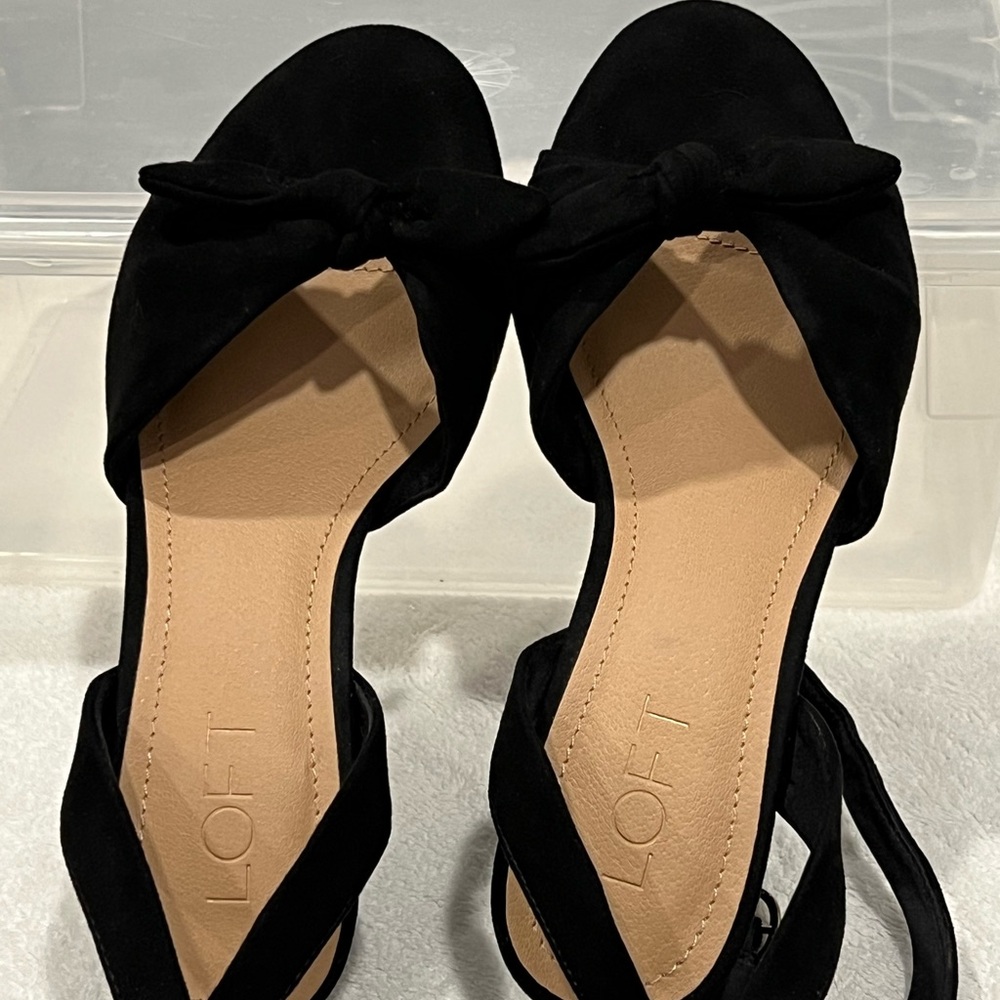 LOFT Black Suede Sandals Elegant Slip-On Design